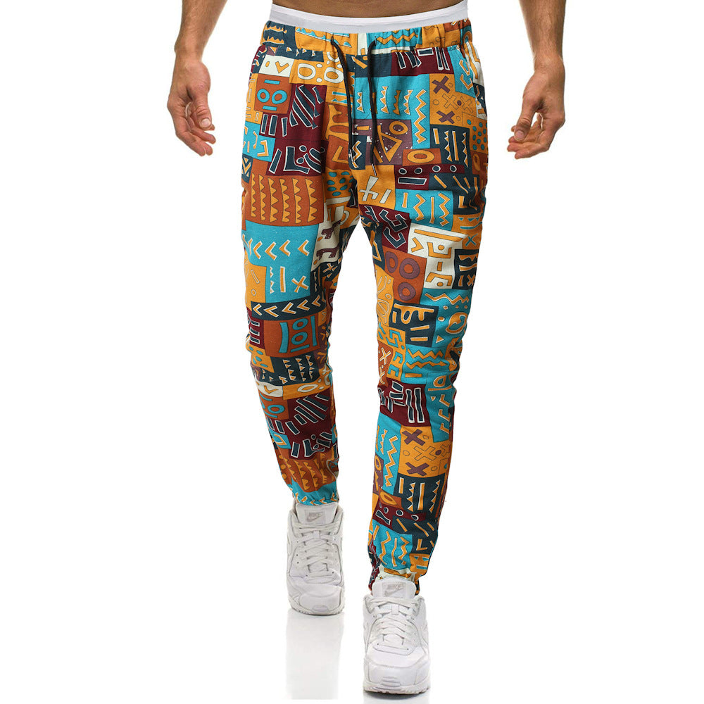 Herren Cargohose mit urbanem Print und elastischem Bund EB