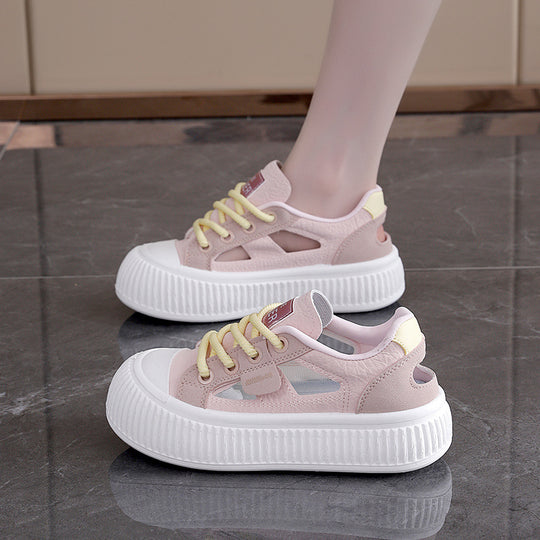 Damen modische Sneakers mit hochgezogener Sohle und atmungsaktiver Struktur EB