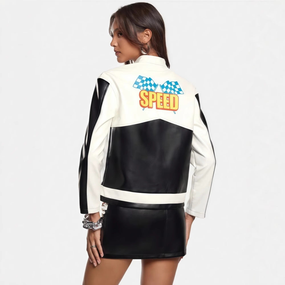 Damen Bikerjacke im Racing-Stil EB
