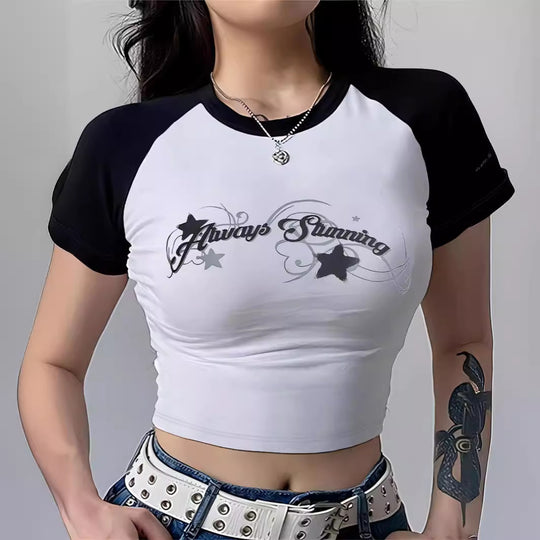 Damen Crop-Top mit motivierendem Schriftzug und lässigem Schnitt EB