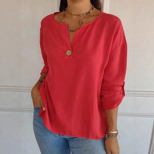 Damen Leichte und luftige Bluse mit Knopfleiste EB
