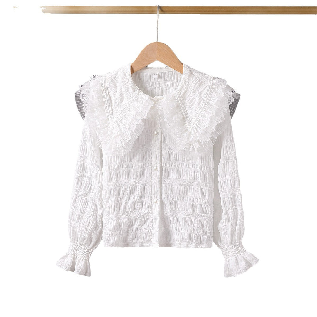 Damen Bluse mit voluminösem Rüschenkragen EB