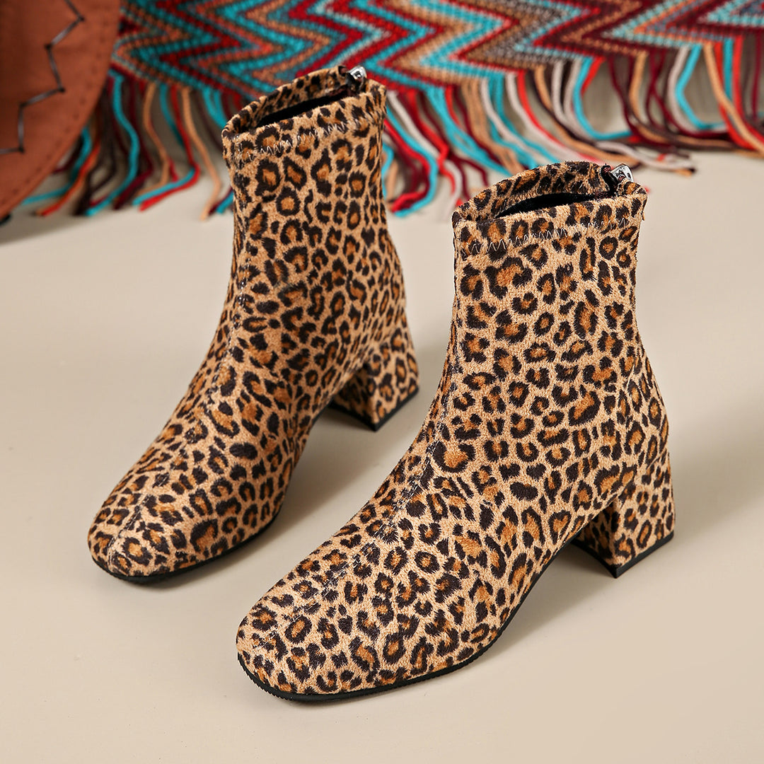 Damen Modische Stiefeletten mit schickem Blockabsatz und praktischem Reißverschluss EB