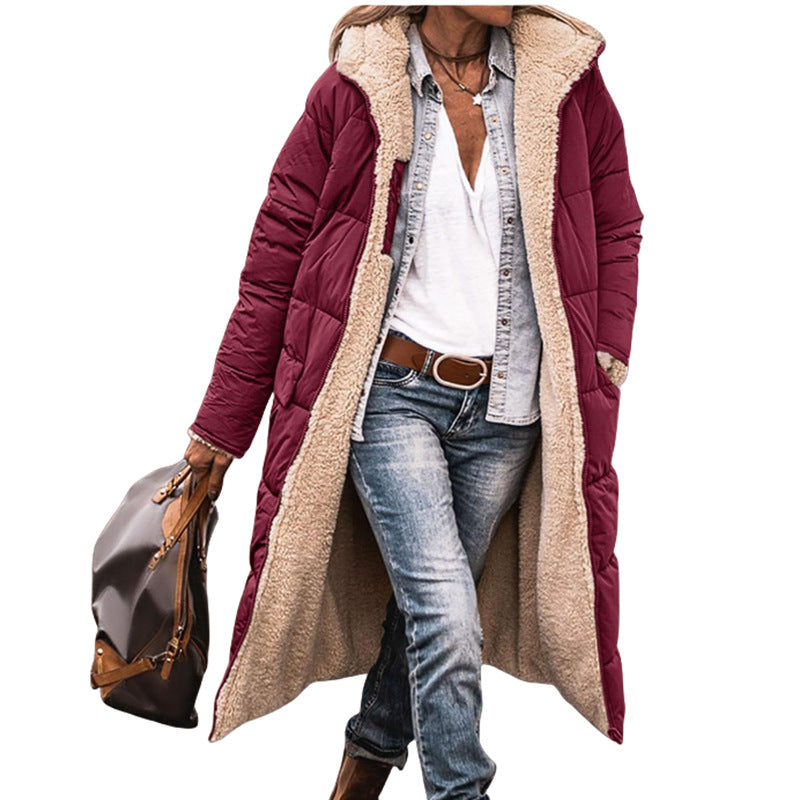 Damen lange, gefütterte Winterjacke mit Fleece-Futter EB