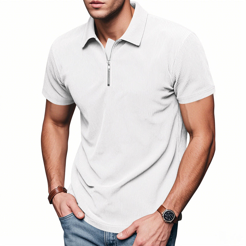 Herren Kurzarm Poloshirt mit Reißverschluss und strukturiertem Design EB