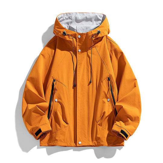 Unisex leichte winddichte Outdoorjacke mit Kapuze, wasserabweisender Außenhülle und verstellbarem Saum EB