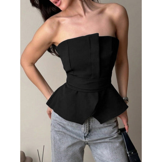 Damen Tailliertes Oberteil mit strukturiertem Design und schicker Rüsche EB