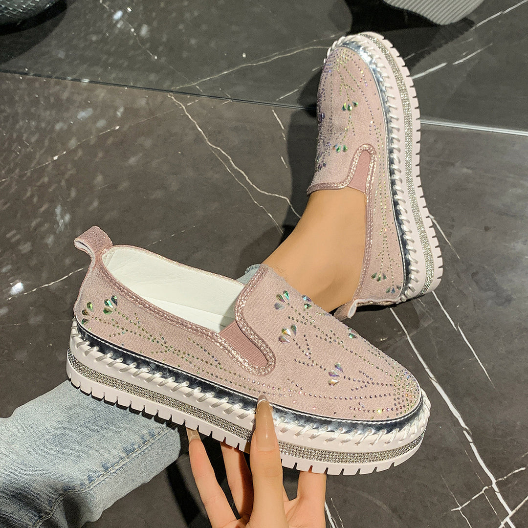 Damen Slip-On Sneakers mit funkelnden Applikationen und rutschfester Sohle EB
