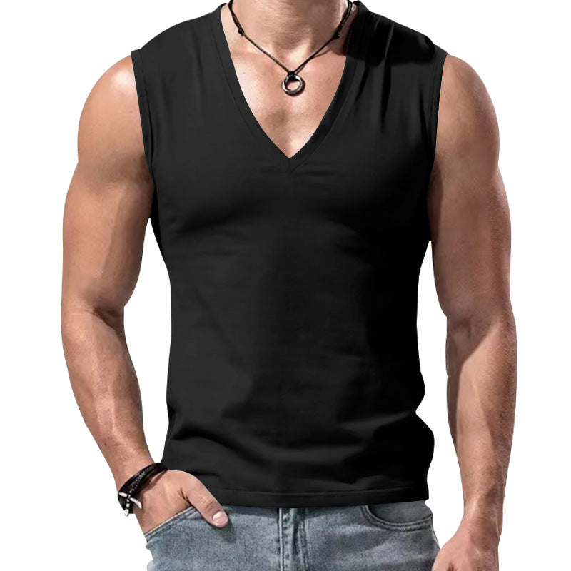 Herren nan figurbetontes ärmelloses V-Ausschnitt Muskelshirt EB
