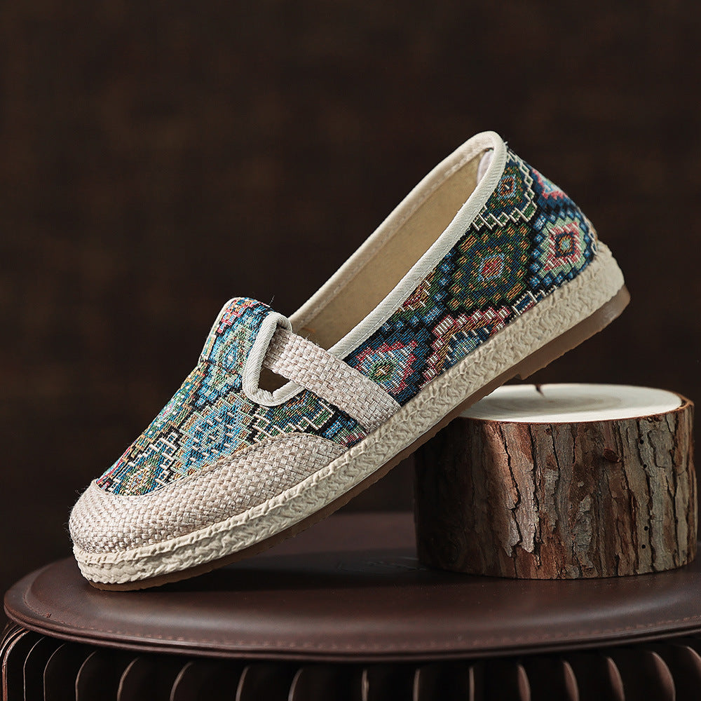 Damen Bequeme Stoffslipper mit ethnischem Muster EB