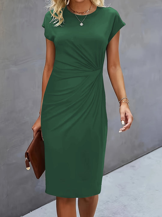 Damen figurbetontes Wickelkleid mit trendigen Drapierungen und klassischem Schnitt EB