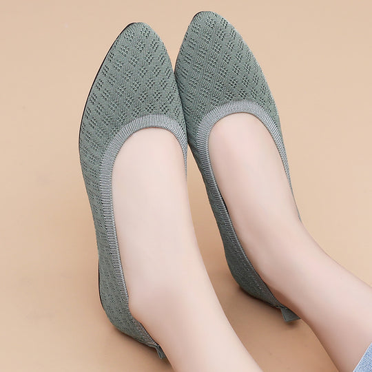 Damen nan gestrickter Ballerina-Slip-On mit atmungsaktiver 3D-Struktur und gepolstertem Memory-Fußbett EB
