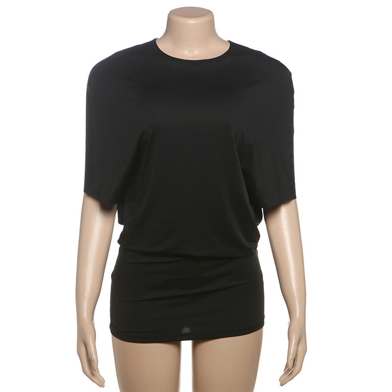 Damen figurbetontes Kurzarmshirt mit raffiniertem Schnitt und elastischem Material EB