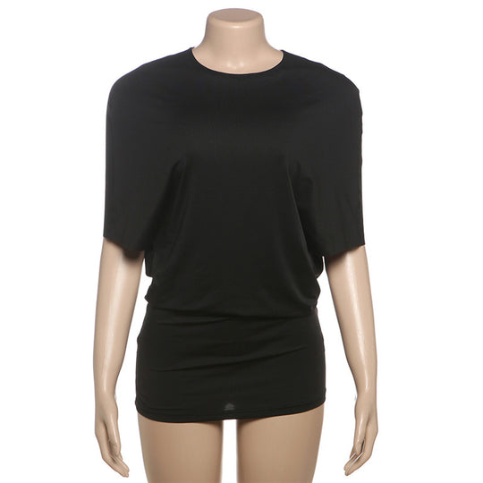 Damen figurbetontes Kurzarmshirt mit raffiniertem Schnitt und elastischem Material EB