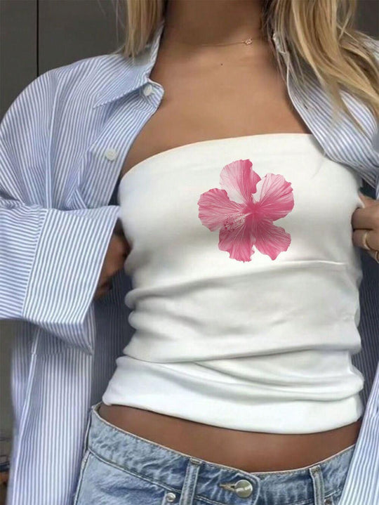 Damen Bandeau-Top mit auffälligem Statement-Aufdruck EB