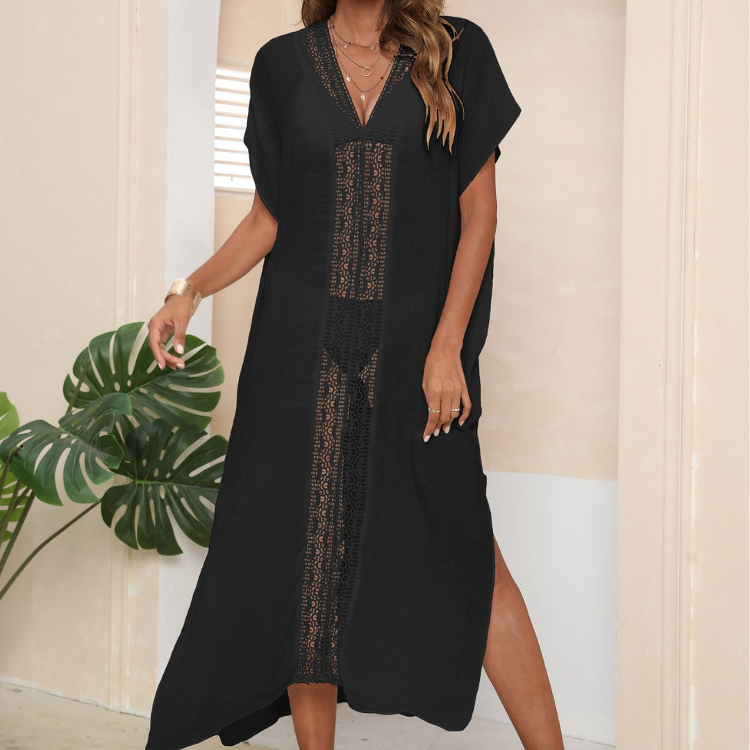 Damen eleganter Strandüberwurf mit Häkelakzenten EB