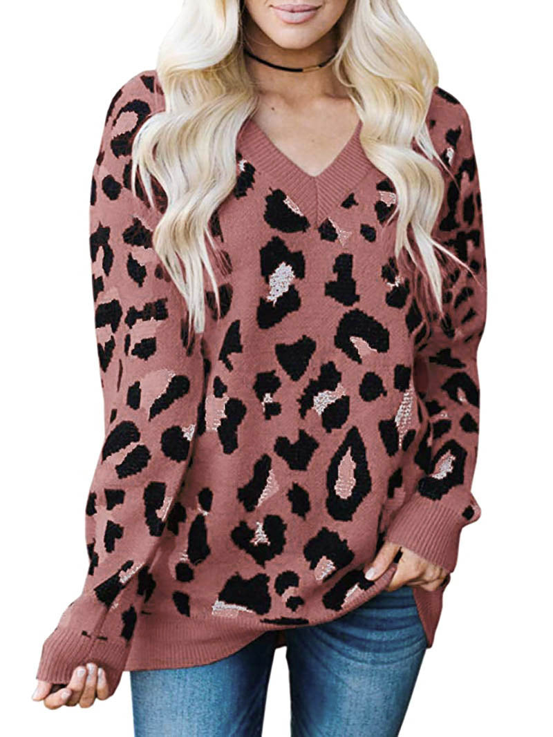 Damen Strickpullover mit modernem Leopardenmuster EB
