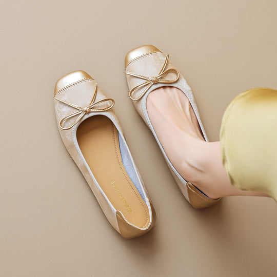 Damen elegante Ballerinas mit schimmerndem Spitze und modischem Schleifendetail EB