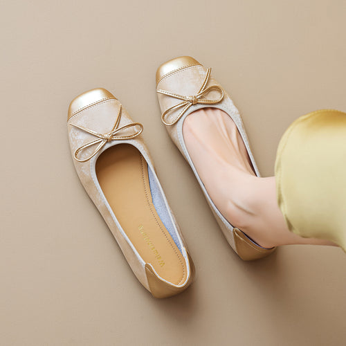 Damen elegante Ballerinas mit schimmerndem Spitze und modischem Schleifendetail EB