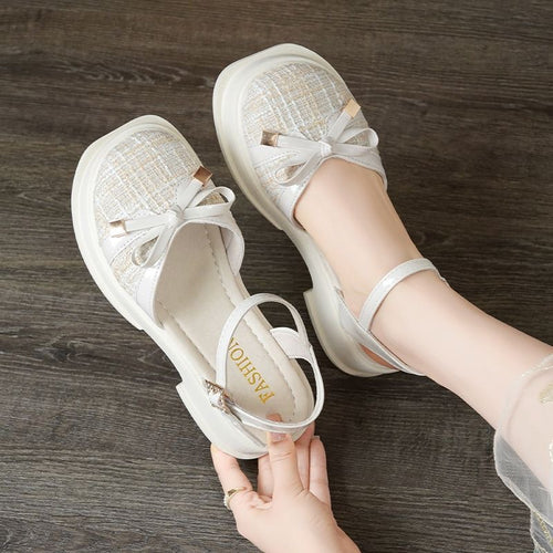 Damen Trendige Slingback Sandalen mit eleganter Schleifenapplikation EB