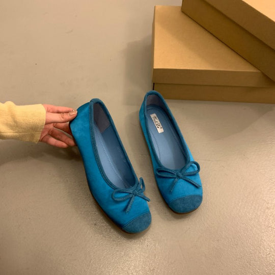 Damen bequeme Ballerinas mit dekorativem Schleifenakzent und elastischem Fußbett EB