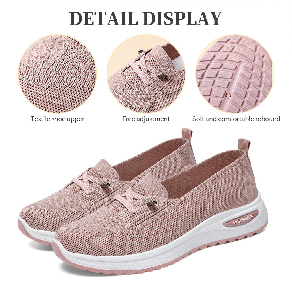 Damen Sportliche Slip-On Sneakers mit atmungsaktiver Strickoberfläche EB