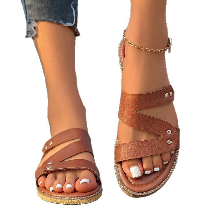 Damen komfortable Cross-Sandalen mit modischer Riemchenstruktur EB
