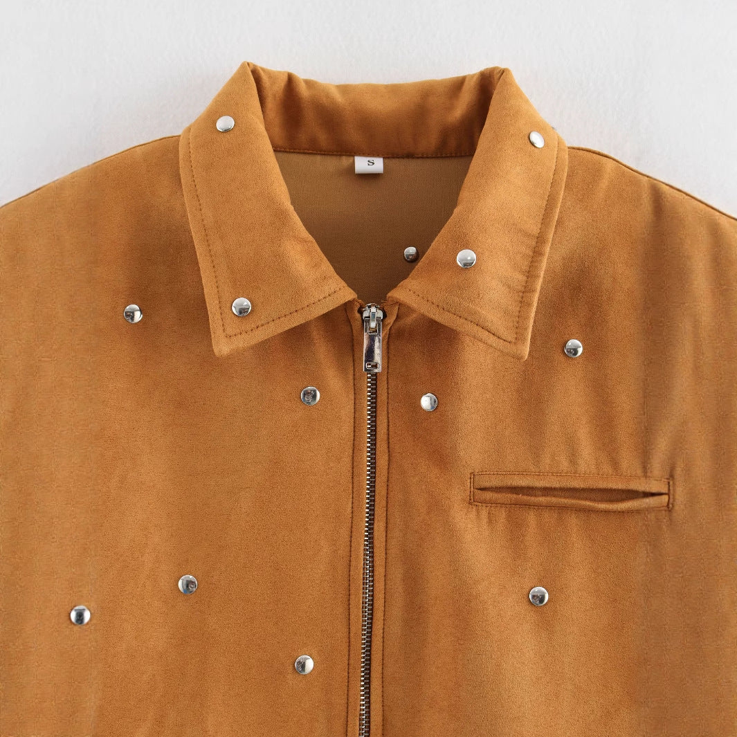 Damen Modische Kurzjacke mit Nieten EB
