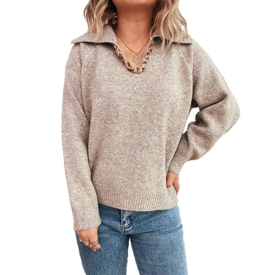 Damen Strickpullover mit elegantem Stehkragen und strukturierter Textur EB