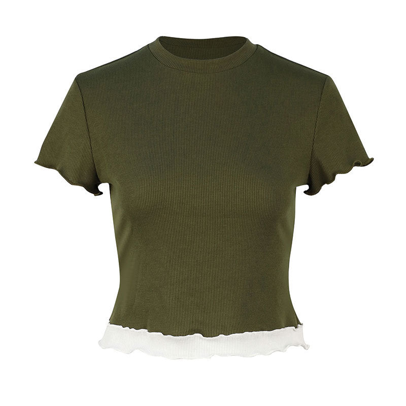 Damen Crop-Top mit Rüschendetails EB