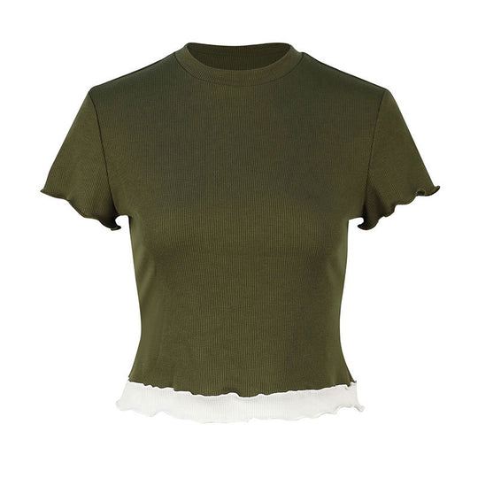 Damen Crop-Top mit Rüschendetails EB
