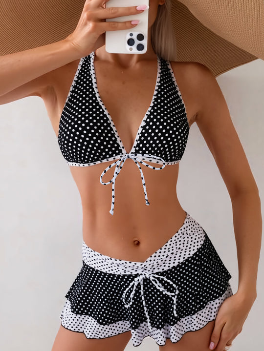 Damen Triangel-Bikini mit Rüschenrock EB