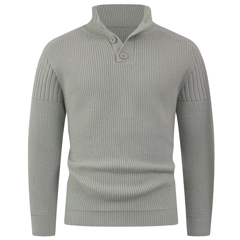 Herren Strickpullover mit hohem Kragen und Knopfdetails EB