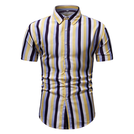 Herren Kurzarmhemd mit modernem Streifenmuster und legerer Passform EB