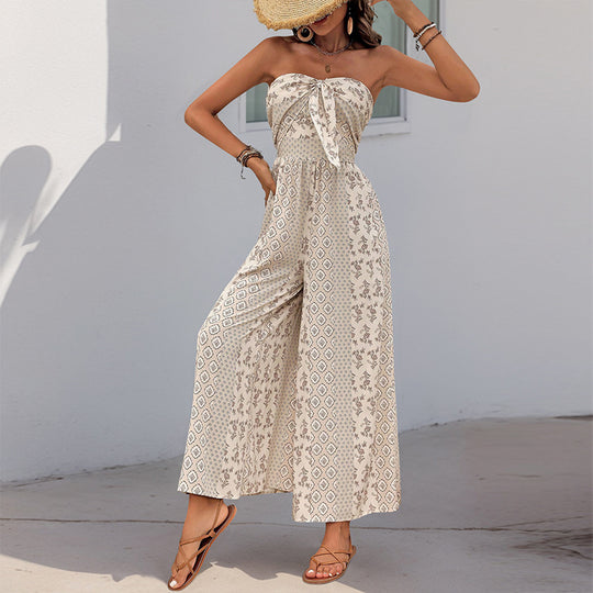 Damen Jumpsuit mit Bandeau-Oberteil und weiten Beinen EB