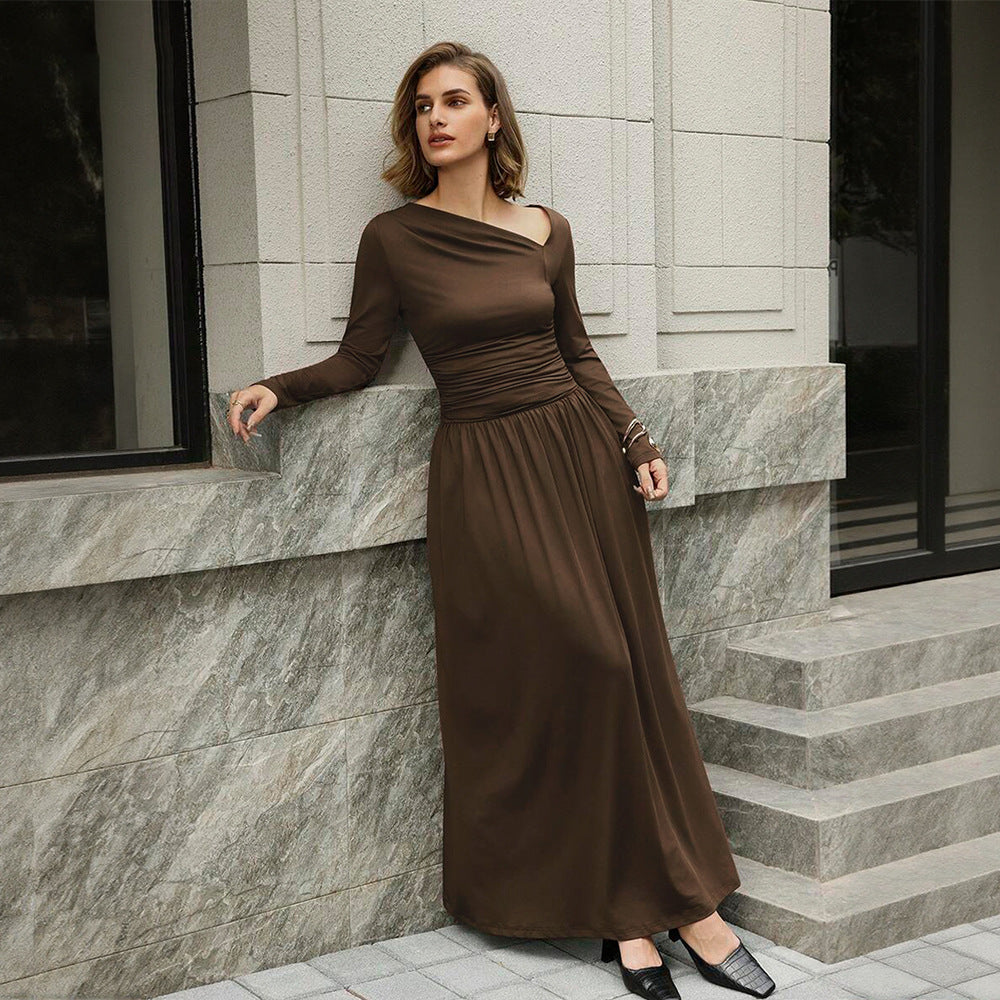 Damen asymmetrisches Maxikleid mit langem Ärmel und geraffter Taillenpartie Eichborn Berlin