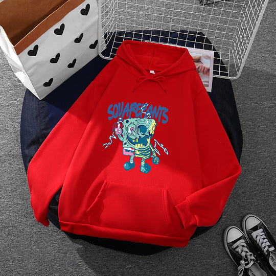 Damen nan weicher Oversize-Kapuzenpullover mit kawaii Pilzfrosch-Print, Kängurutasche und gerippten Bündchen EB