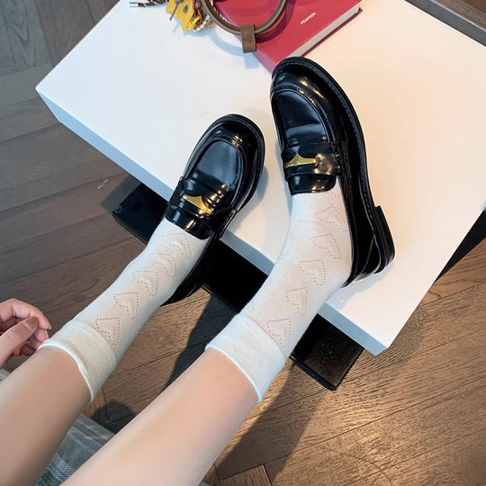 Damen Elegante Loafers aus feinem Leder mit glänzenden Akzenten und gepolstertem Fußbett EB