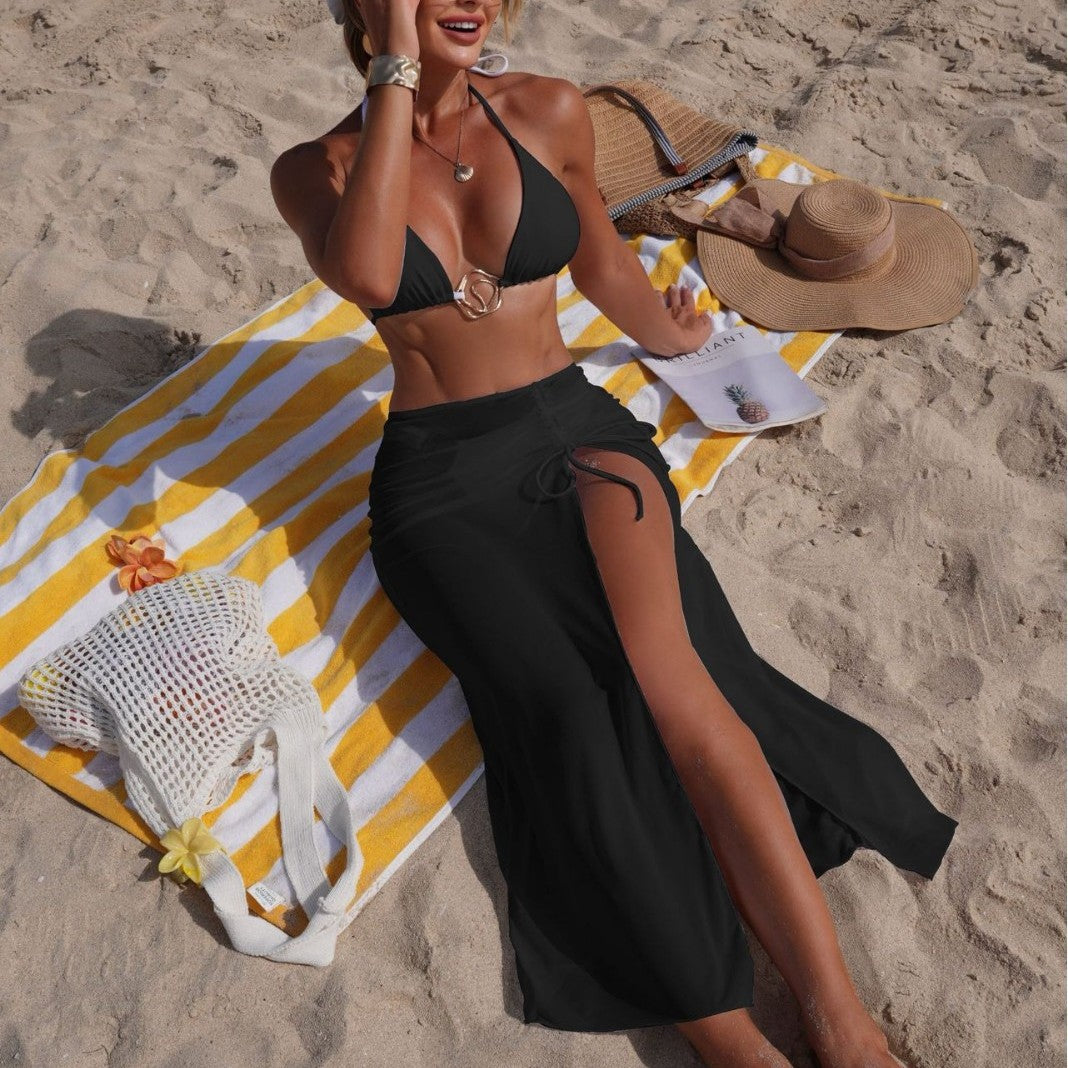 Damen Bikini mit elegantem Schnitt und modisch transparentem Rock EB
