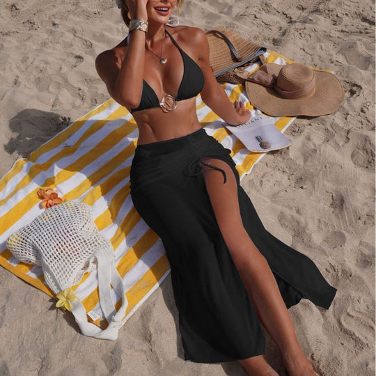 Damen Bikini mit elegantem Schnitt und modisch transparentem Rock EB