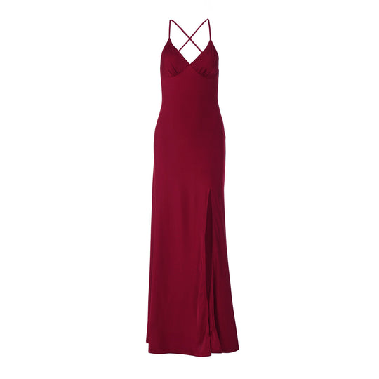 Damen Maxikleid mit raffinierten Spaghettiträgern und hohem Schlitz EB