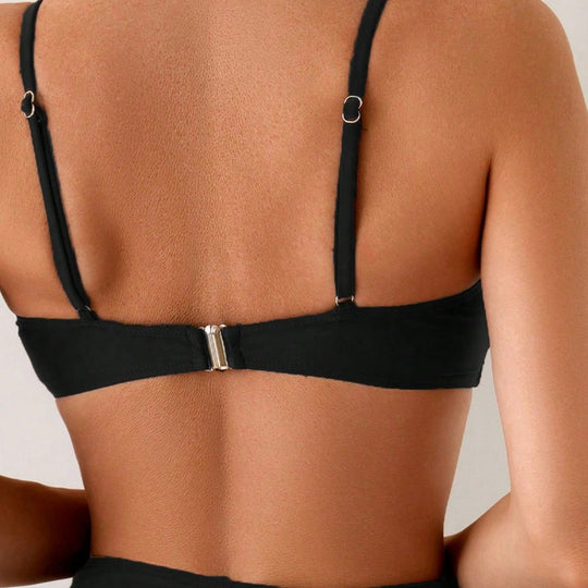 Damen Bikini-Set mit elegantem Muschel-Detail und hoch tailliertem Schnitt EB
