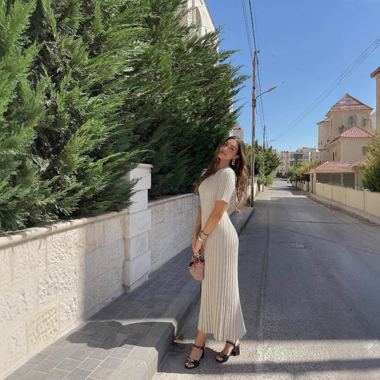 Damen Maxikleid aus feinem Rippenstrick EB