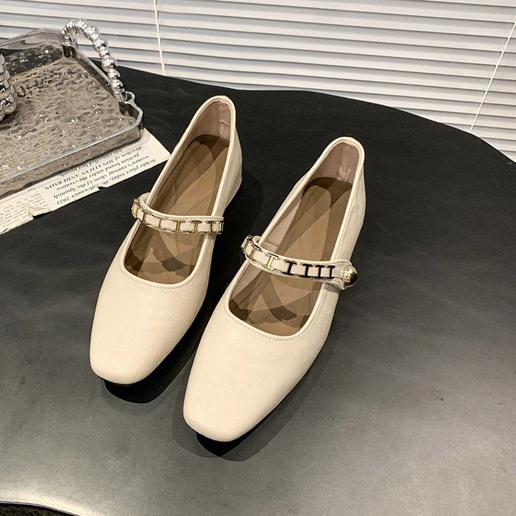 Damen elegante Mary Jane Ballerinas mit dekorativem Riemen EB