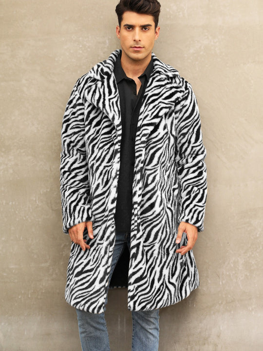 Herren Modischer und bequemer Zebra-Fellmantel EB
