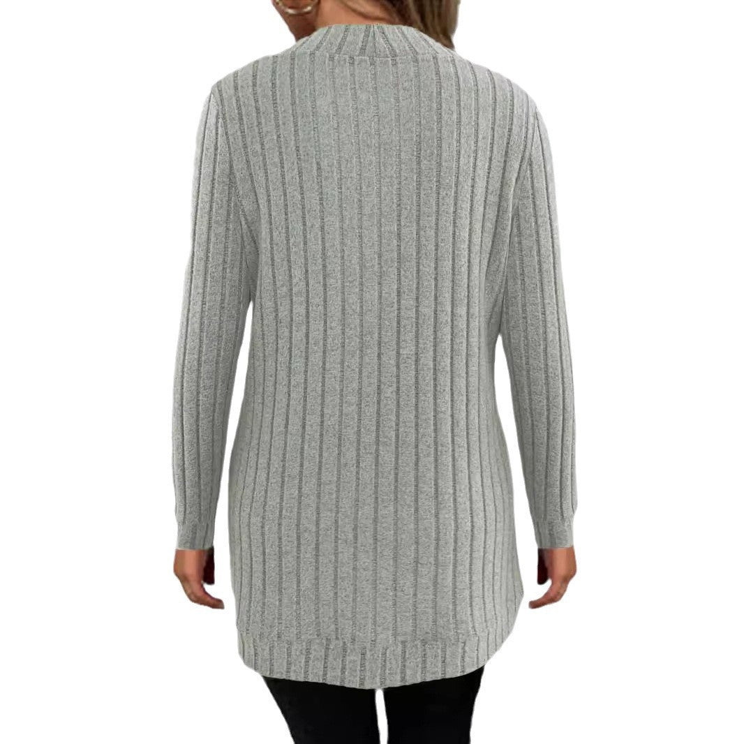 Damen Strickjacke im lässigen Longline-Stil mit modernen Rippendetails EB