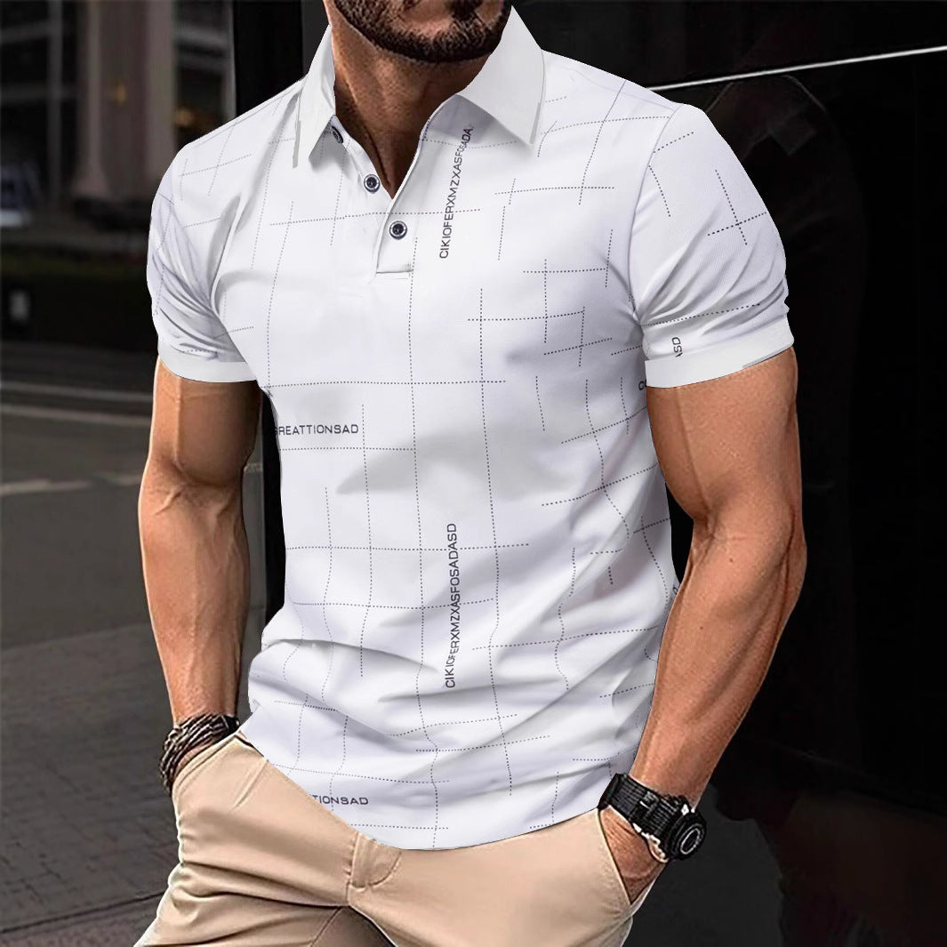 Herren Poloshirt mit modernem grafischen Druck und atmungsaktiven Eigenschaften EB