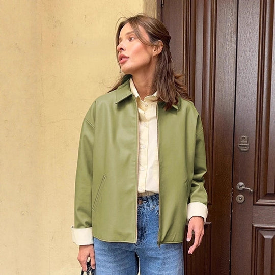 Damen Oversized Übergangsjacke aus leichtem Material mit kontrastierenden Ärmeln EB