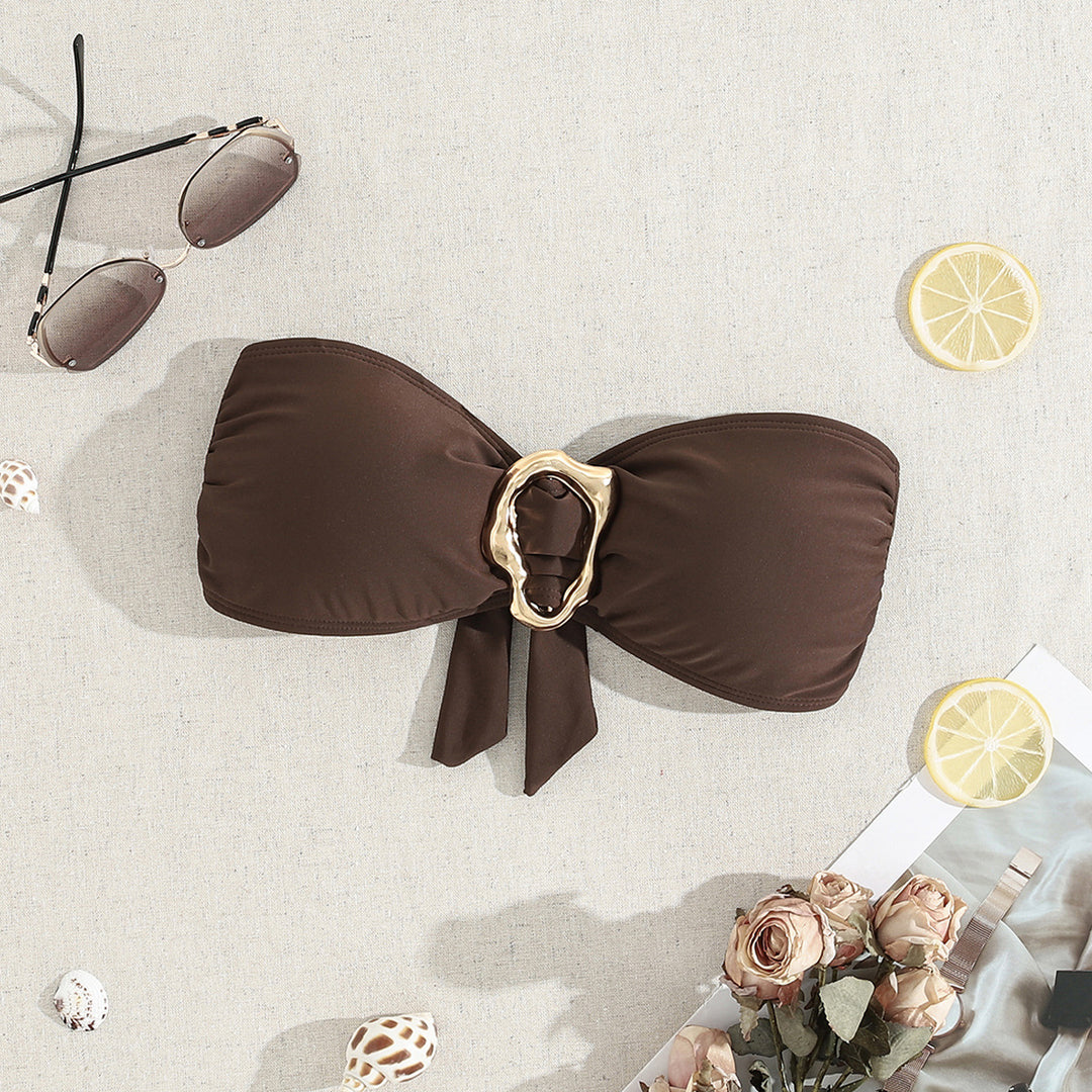 Damen Bandeau-Bikini mit eleganter Goldschließe EB