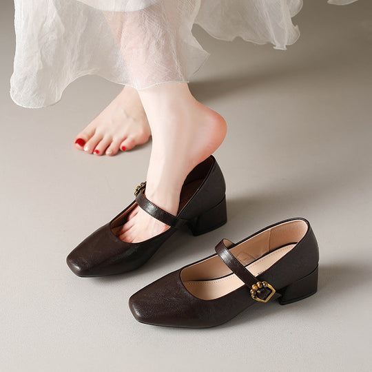Damen Ballerina-Schuhe mit elegantem Riemchen und dekorativem Schnallen-Detail EB